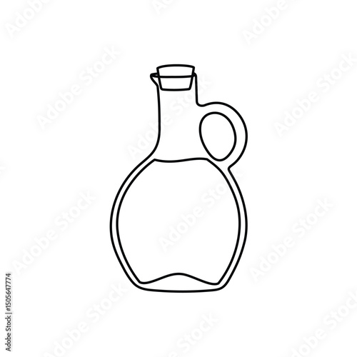 Hand drawn line art glass oil bottle. Editable stroke. Design element for food packaging design, cosmetics, menu, postcard