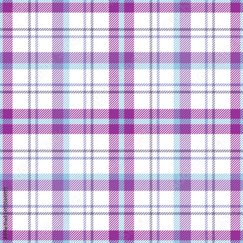 Plaid seamless pattern. Check light white color. Repeating tartan checks design. Repeated scottish flannel. Madras fabric print. Geometric wool lattice. Repeat abstract ekose bg. Vector illustration