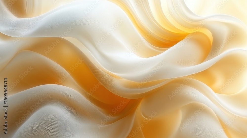 Obraz premium Flowing Fabric in Soft Cream and Warm Golden Hues