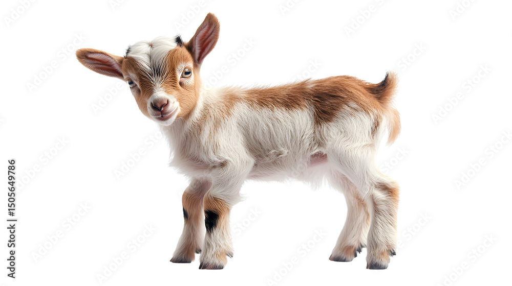 Obraz premium Cute Baby Goat with Playful Expression Standing - Adorable Animal Photography