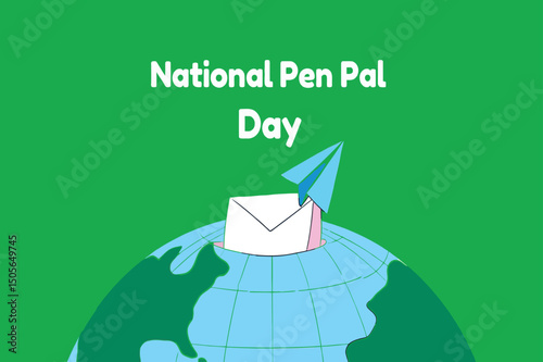 Businessman holding email symbol with global communication concept "National Pen Pal Day"
