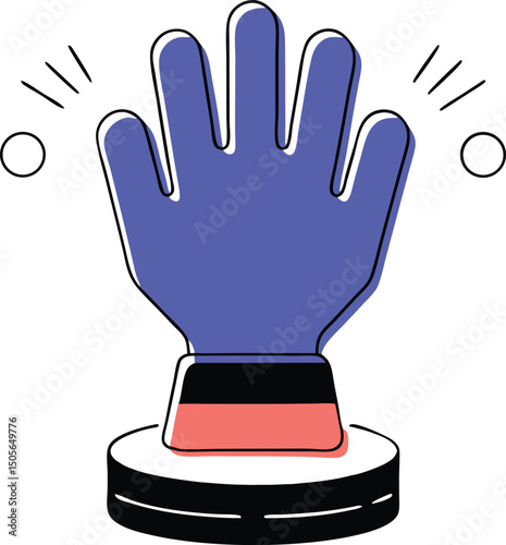 Stylized hand over a rectangular base against a transparent background