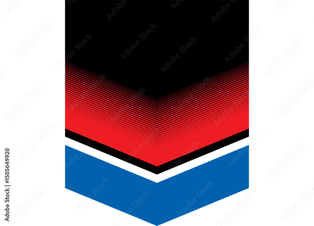 Vector flag,  Basis for price tags, POS materials, pointer for stores. Poster for promotions. Arrow. pennant. Striped background. blue red black. for advertising and posters