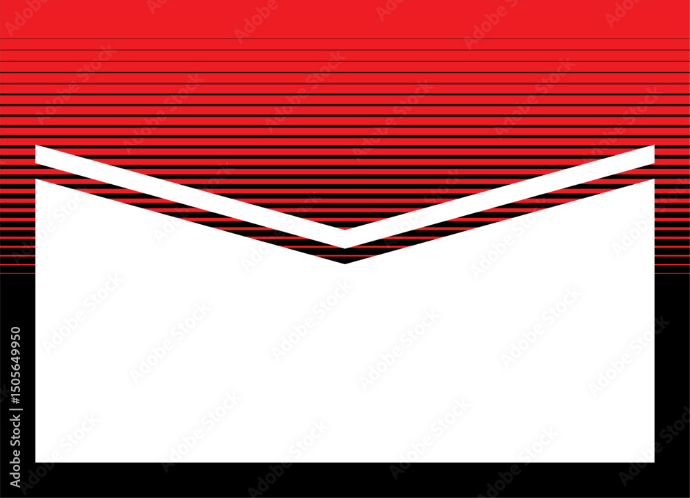 Vector envelope, flag. Basis for price tags, POS materials, pointer for stores. Poster for promotions. Arrow. pennant. Striped background. red-black, pocket. for advertising and posters