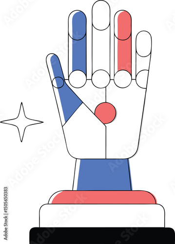 Stylized robotic hand symbol with transparent background for creative concepts