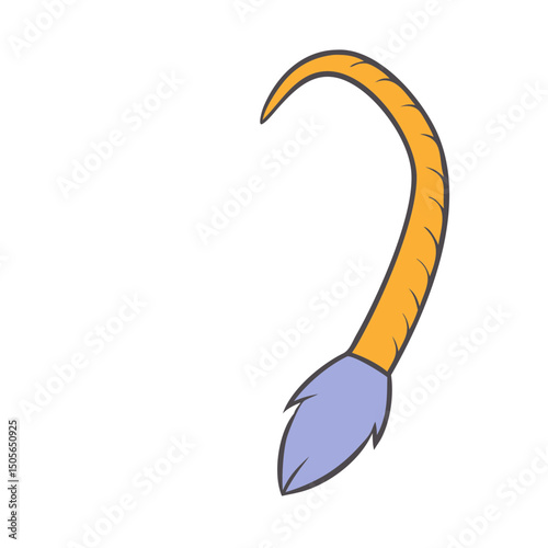 Cartoon tail with a curved orange portion and a blue tip