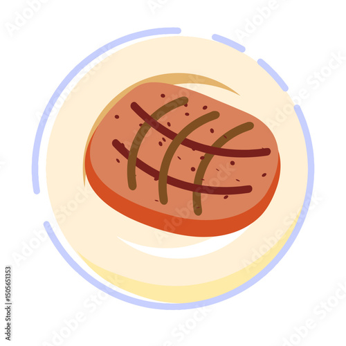 beef stake on a plate icon vector illustration