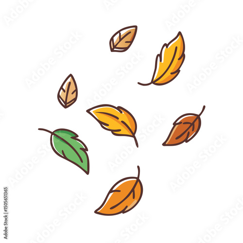 Autumn Leaves in a Delicate Dance, A Symphony of Colors and Shapes