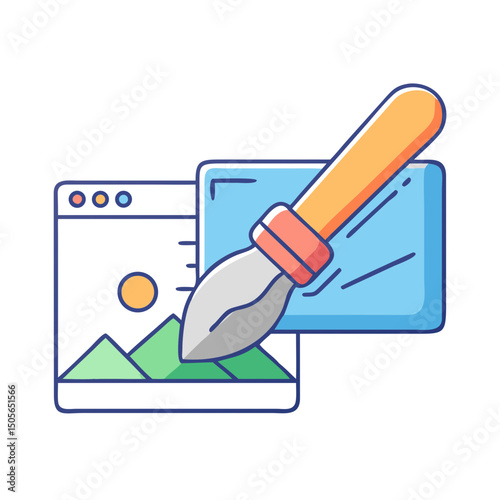 Website design and image editing graphic representation using a paintbrush icon