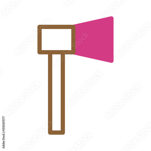 Simplified Illustration of a Felling Axe with Stylized Pink Blade Design