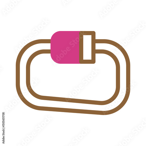 Minimalistic depiction of a stylized carabiner clip with vibrant color accents