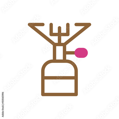 Minimalist illustration of a portable gas stove for outdoor cooking adventures