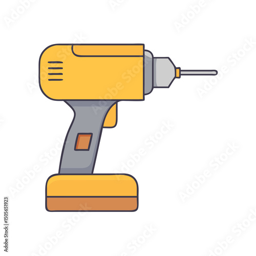 A bright and friendly illustration of a yellow and grey power drill