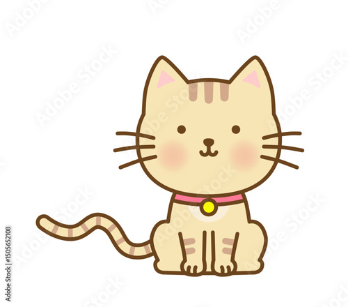おすわりしているかわいい飼い猫のイラスト