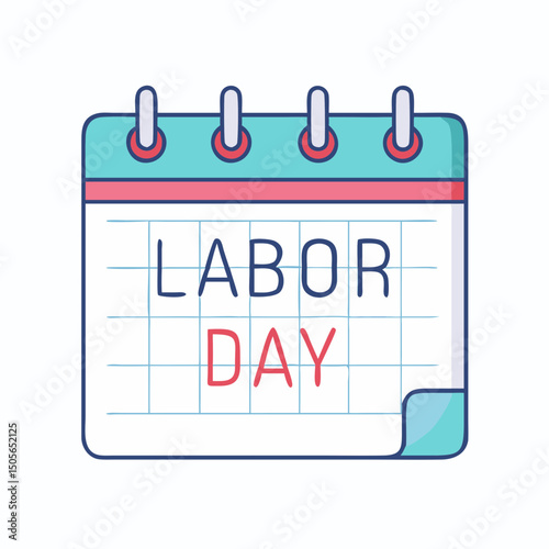 Cute and colorful cartoon calendar reminder with Labor Day on the page