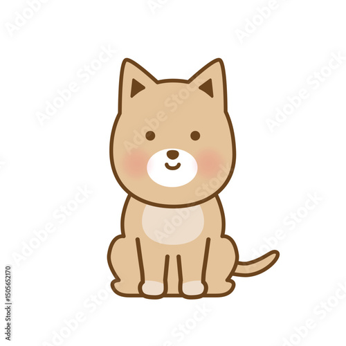 お座りしているかわいい犬のイラスト｜シンプルで使いやすいペット素材