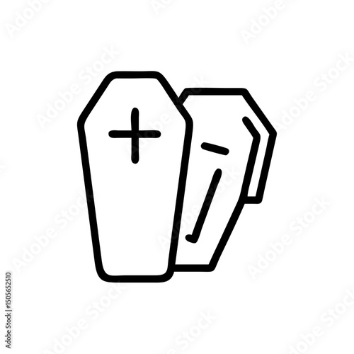 Two coffins icon in minimal black line style