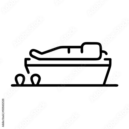 Body in coffin icon in minimal line style