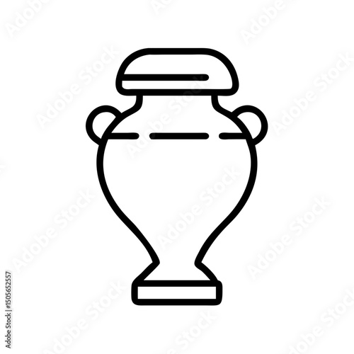 Decorative urn icon in minimal black line style