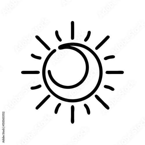 Sun and moon icon in minimal black line style