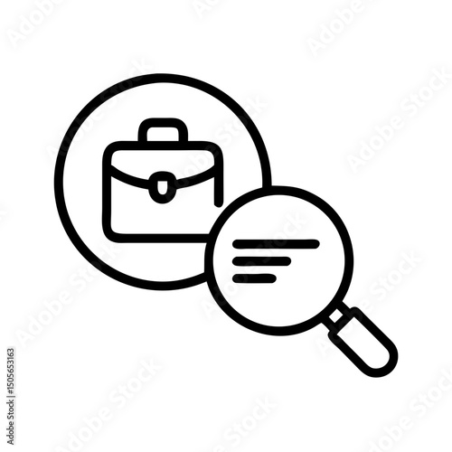 Job application icon with magnifying glass and briefcase