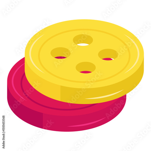 Conceptual flat design icon of sewing buttons 