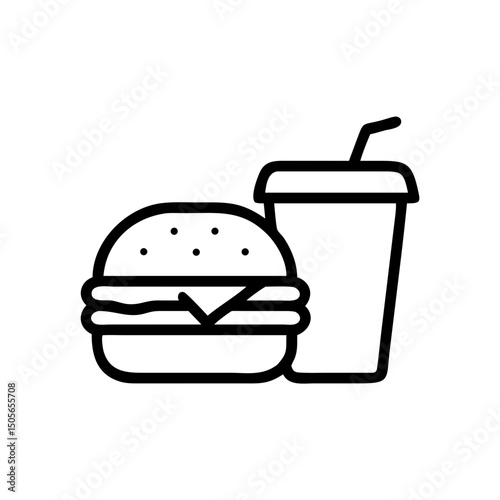 Burger combo meal icon on transparent background for web and graphic design