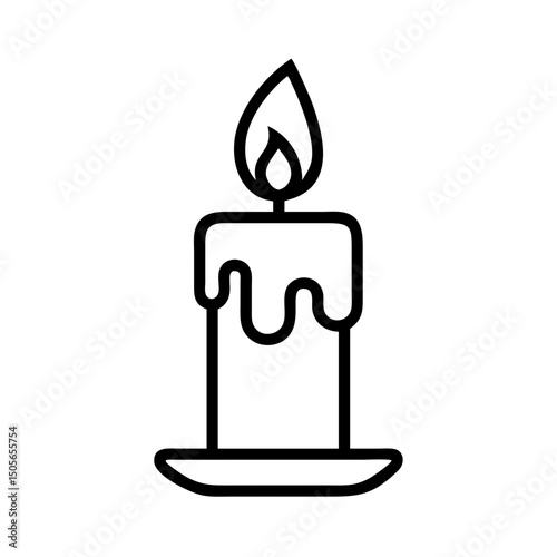 Candle with flame icon on transparent background for web and graphic design