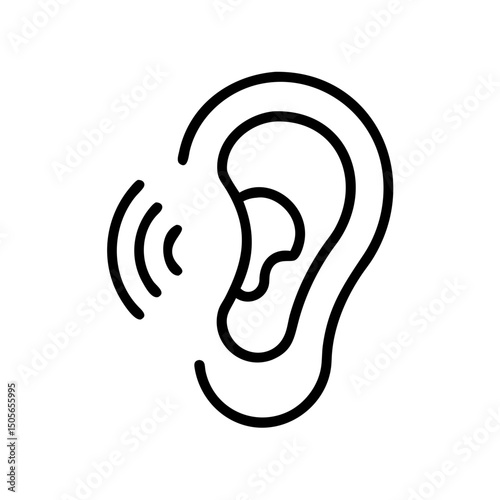 Ear listening icon on transparent background for web and graphic design