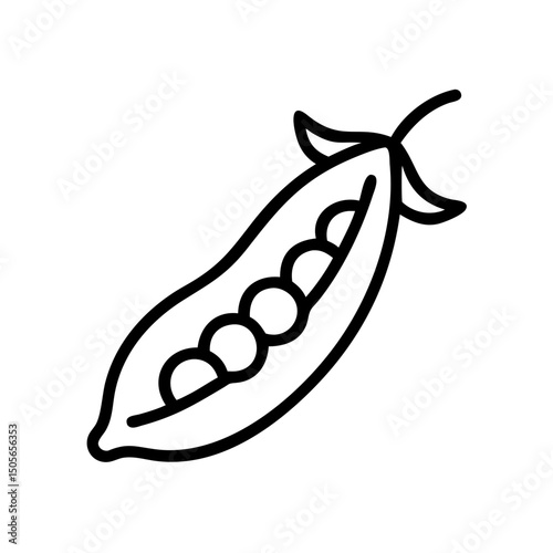 Pea pod icon on transparent background for web and graphic design