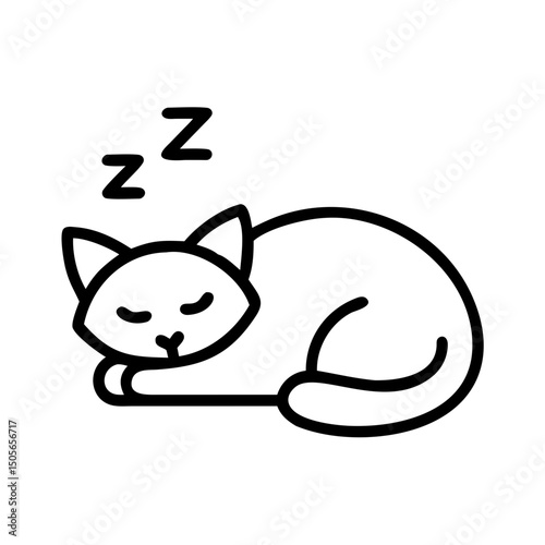 Sleeping cat icon on transparent background for web and graphic design
