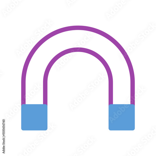 Stylized representation of a horseshoe magnet with vibrant colors and simple design