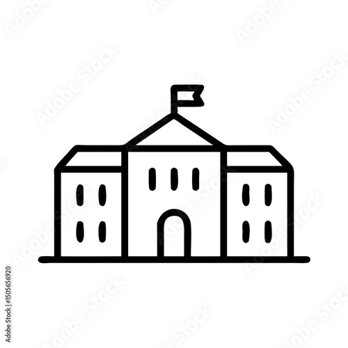 University building icon on transparent background for web and graphic design