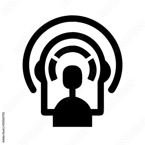 Silhouette broadcasting podcast icon on transparent background for web and graphic design