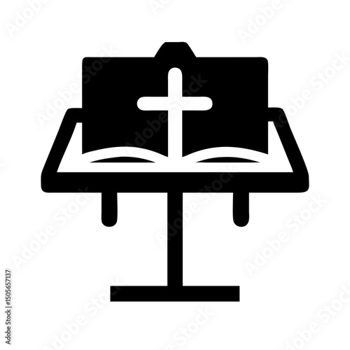 Silhouette bible on lectern icon on transparent background for web and graphic design