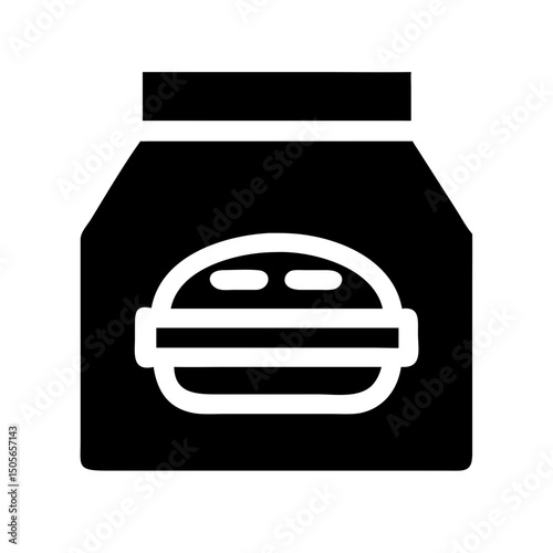 Silhouette burger box icon on transparent background for web and graphic design