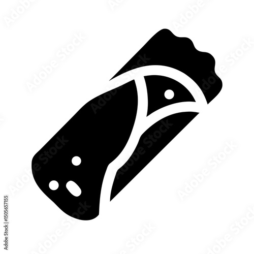 Silhouette burrito wrap icon on transparent background for web and graphic design