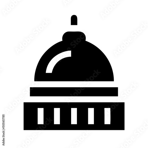 Silhouette capitol dome icon on transparent background for web and graphic design