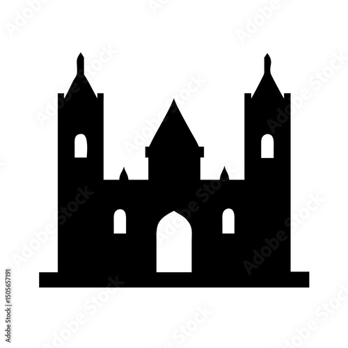 Silhouette cathedral icon on transparent background for web and graphic design