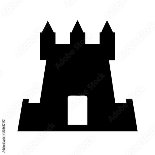 Silhouette castle icon on transparent background for web and graphic design