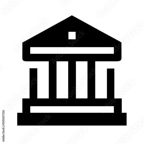 Silhouette courthouse icon on transparent background for web and graphic design