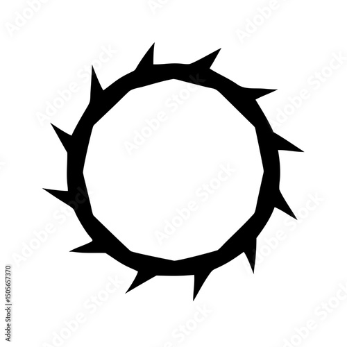 Silhouette crown of thorns icon on transparent background for web and graphic design