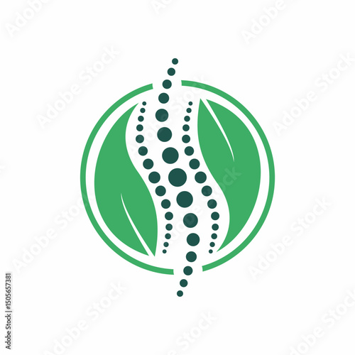 Chiropractic and Wellness Logo – Spine and Leaf Symbol for Natural Health Care