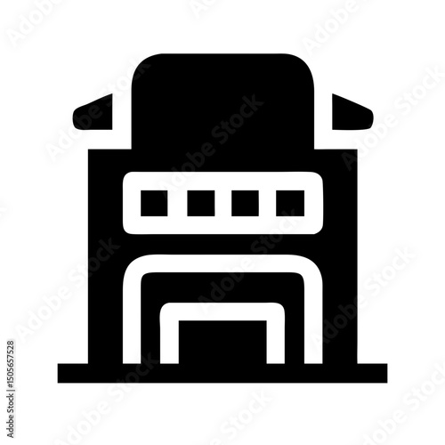 Silhouette fire station icon on transparent background for web and graphic design