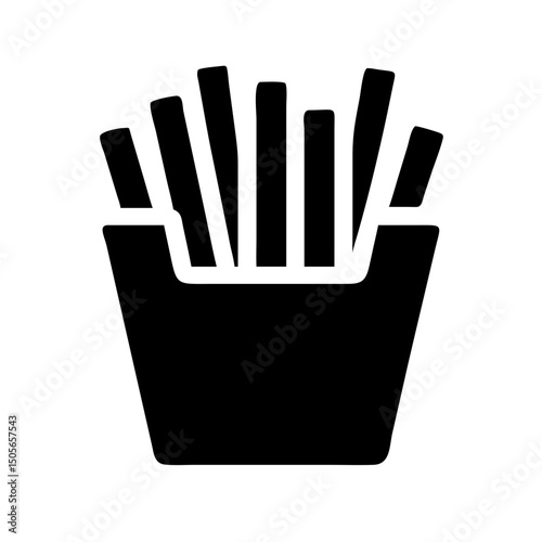 Silhouette french fries in cup icon on transparent background for web and graphic design