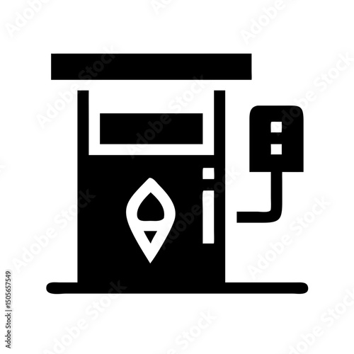 Silhouette gas station icon on transparent background for web and graphic design