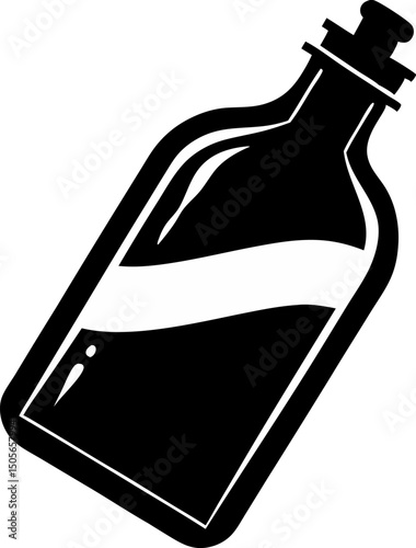 Bottle With Message Inside Silhouette Vector Illustration