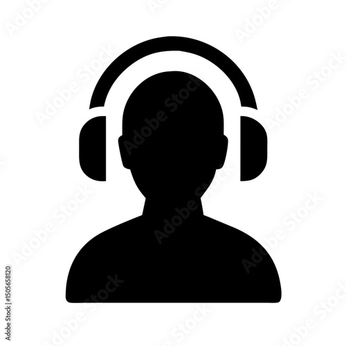 Silhouette podcast listener icon on transparent background for web and graphic design
