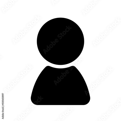 Minimalist Single Person Silhouette Icon for User Profile and Digital Identity. Vector Illustration