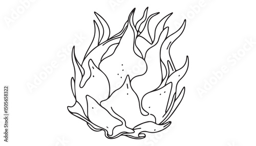 Continuous one single minimal line drawing dragon fruit 